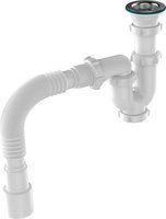 Aquant Сифон для кухни 1 1/2"х40 прямоточный с мет.реш. с г.т. 40х40/50