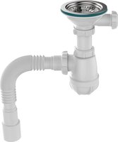 Aquant Сифон для мойки 3 1/2"х40 метал-пласт. с отводом под перелив с г.т. 40х40/50