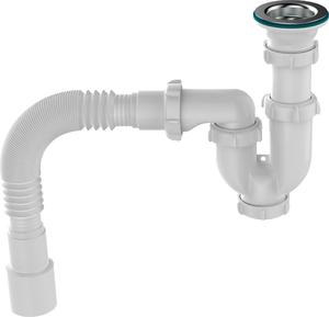 Aquant Сифон для кухни 1 1/2"х40 прямоточный с мет.реш. с г.т. 40х40/50