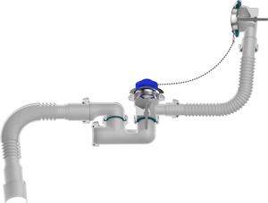 Aquant Сифон для ванны регулируемый 1 1/2"х40 с выпуском и переливом с гт 40х40/50