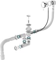 Aquant Сифон для ванны регулир. 1 1/2"х40 с выпуск. и перелив. с г.т.40х40/50 полуавтомат